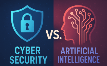 Cyber-Security vs. Artificial Intelligence (Everything you need to know!) Image of cyber security icon vs artificial intelligence icon